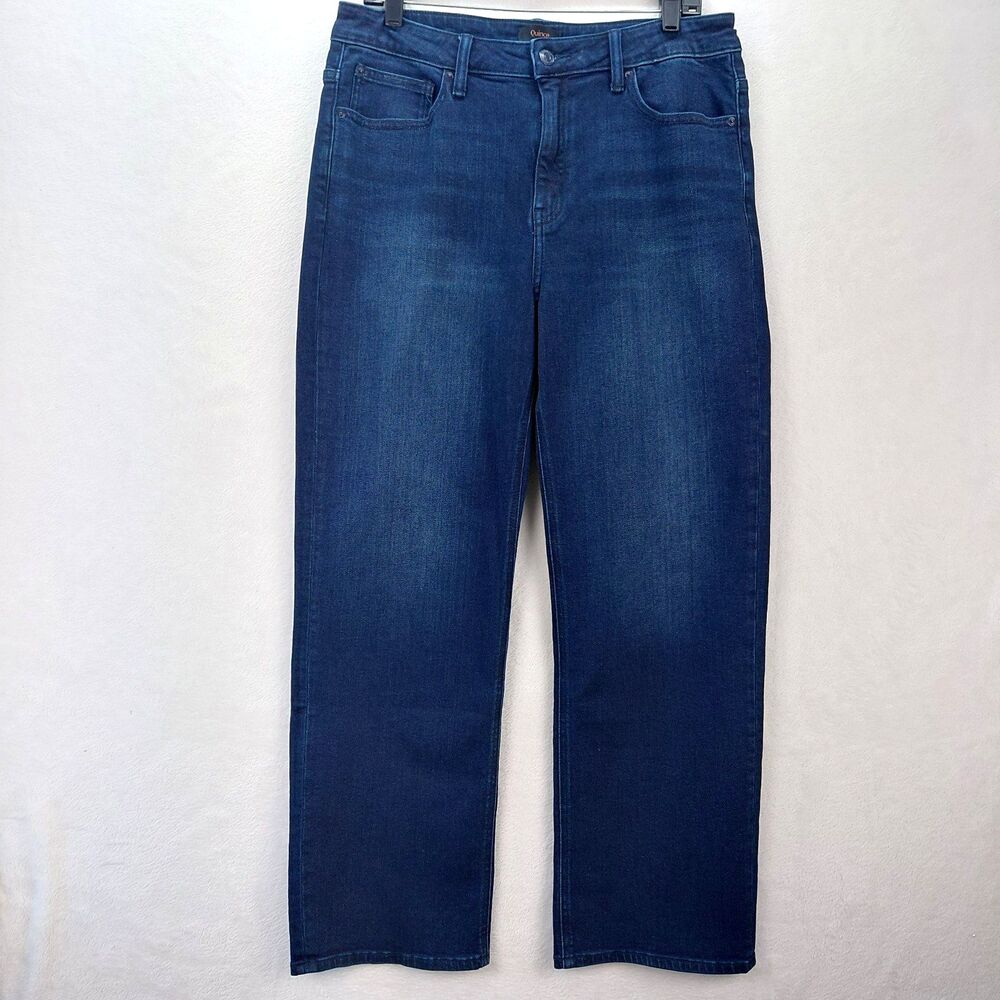 Quince Bella Stretch Straight Jeans Womens 32 Deep Sea Blue Denim Dark Wash